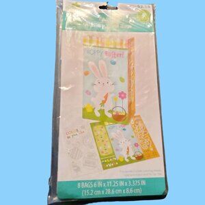 Way to Celebrate Hoppy Easter Activity Treat Bags Bunnies Rabbit Cookie lot 8